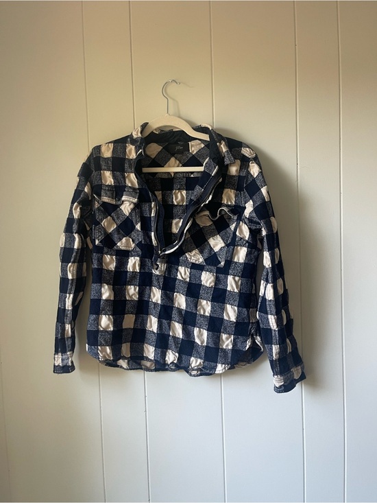 J. Crew Sweaters - J. Crew Navy and White Plaid Button-Front Shacket